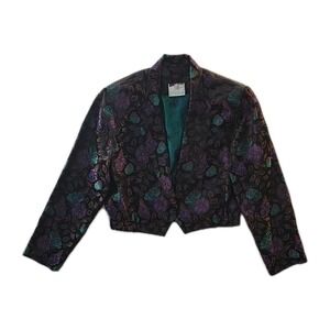 Vintage Multicolor Cropped Granite Floral Blazer - Size M